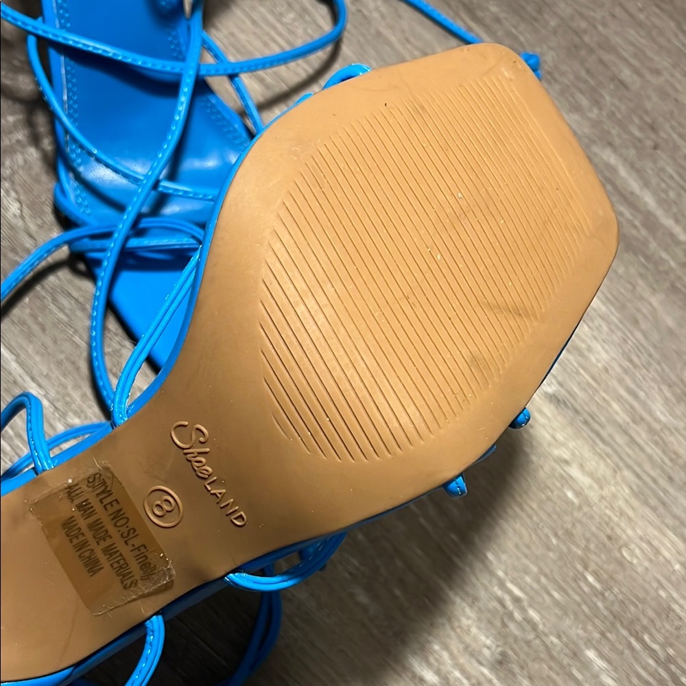 ❌SOLD❌Blue Strappy Lace-Up Heels - Picture 9 of 14